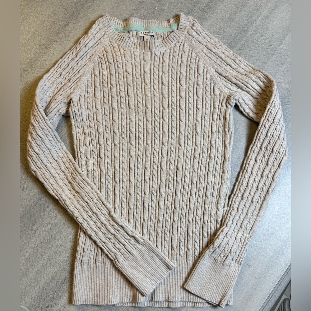 Sonoma Cable Knit Crewneck Sweater - Cream